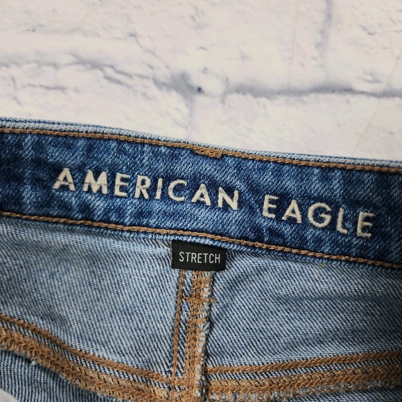 American Eagle WOMENS SIZE 00 Stretch Distressed Mom Jeans Blue - Picture 7 of 13
